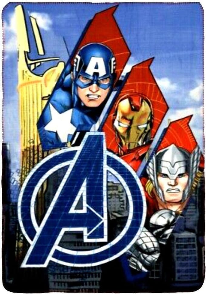 Marvel Avengers Fleece Deken - Plaid - Captain America, Iron Man & Thor - 100 x 150 cm - Blauw