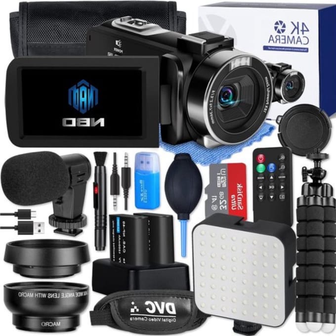 Luxe Camcorder – Digitale Camera – Compact – Handycam – Video Toestel – Vlog Camera voor Beginners – 4K – 16x Digitale Zoom – Complete Set – Zwart