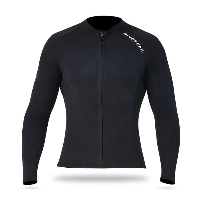 2 mm neopreen duiktop voor heren met ritssluiting aan de voorkant Wetsuits Jas met lange mouwen Wetsuit Top 3XL black