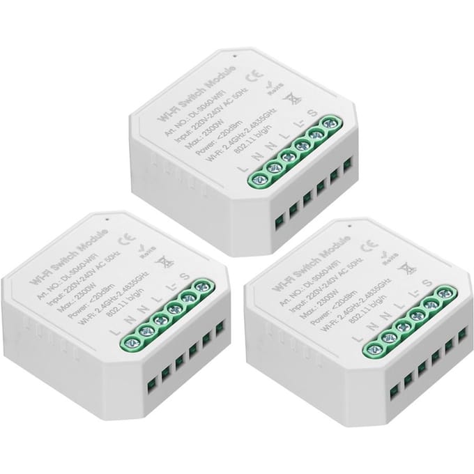 Tuya – MINI interrupteur intelligent unidirectionnel, bricolage, petit corps, application, télécommande, WiFi, minuterie, interrupteur d'éclairage 3PCS blanc