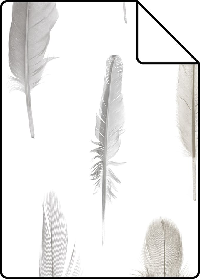 Proefstaal ESTAhome behang veren licht crème beige - 26.5 x 21 cm - 138893-S
