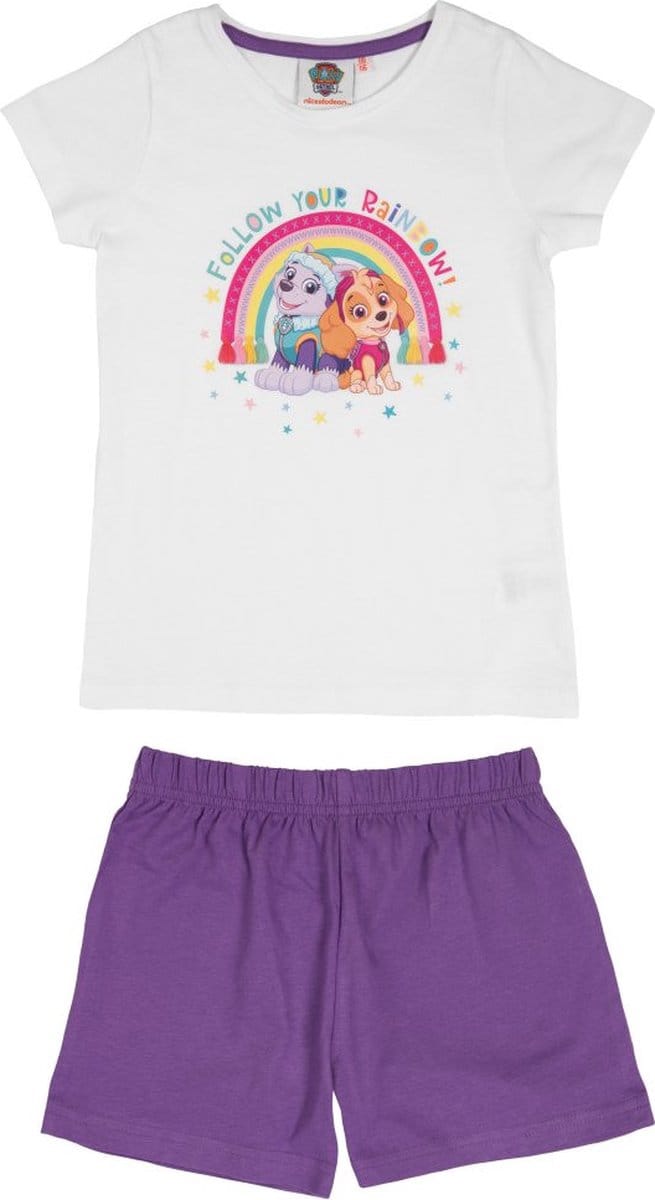 Paw Patrol Pyjama / Shortama -  Wit / Paars - Katoen - maat 110/116