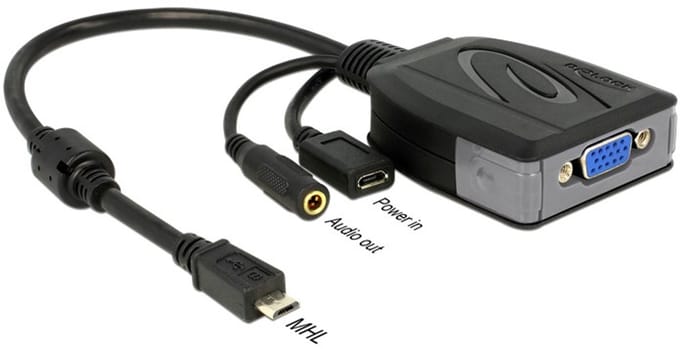 Premium USB Micro naar VGA MHL adapter - 5-pins / zwart - 0,20 meter