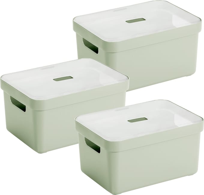 Sunware Sigma Home opbergbox 5L - Set van 3 - Groen/Transparant