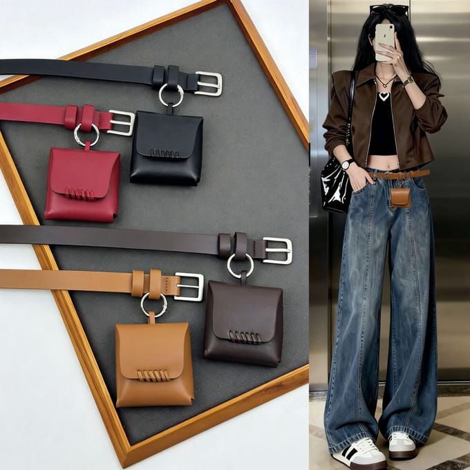 4 items -Dames Heuptas Riem - Stijlvol Ceinturtasje Met Verstelbare Riem - Fashion Accessoire