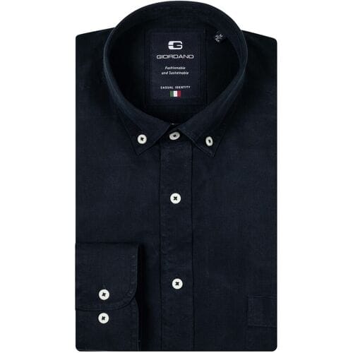 Giordano Overhemd Brando Button Down Uni Color Soft Handfeel Dark Navy / male