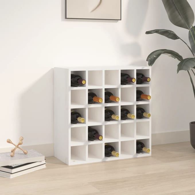 vidaXL - Wijnkast - Wit - 56x25x56 - cm - Massief - grenenhout