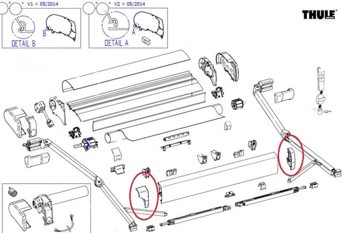 Thule Eindkap Lead Rail LH+RH 9200 Geanodiseerd