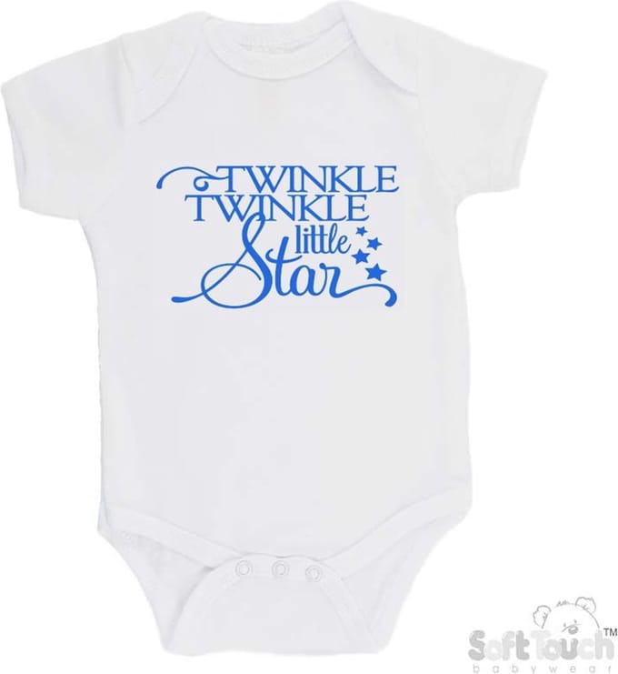 Soft Touch Romper "Twinkle winkle little star" Jongens Katoen Wit/blauw Maat 56/62