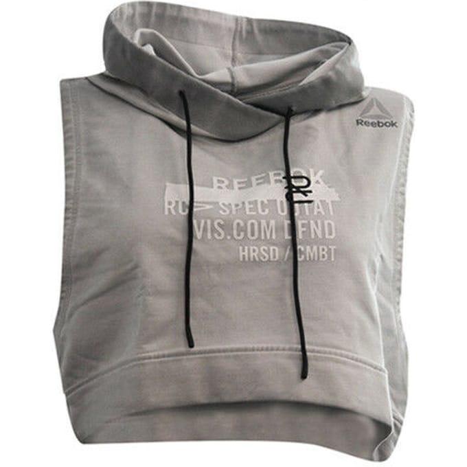 Reebok Combat Glory Mouwloze Grijze Training Cropped Hoody - Dames