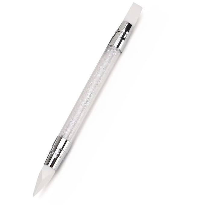 Stylo de Sculpture en Silicone à double extrémité pour Nail Art, outil de conception d'ongles facile et précis, brosse à points de paillettes de Sculpture 3D blanc