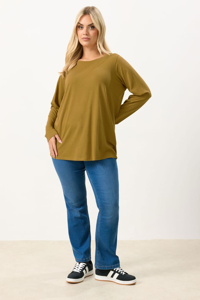 Yours Chartreuse Tshirt Met Lange Mouwen Size 42