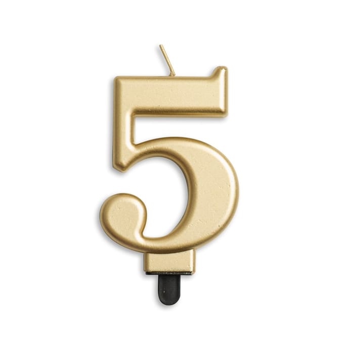 Wefiesta Verjaardagskaars Cijfer 5 Wax 7,8 Cm Goud