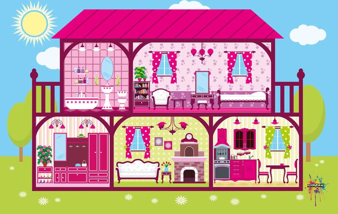 Vinyl | Speelkleed vinyl | Poppenhuis | 140x195 cm