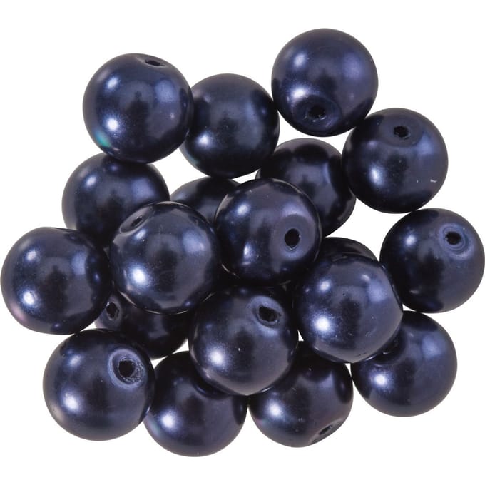 Glazen waskralen, Ø 10 mm, 20 stuks - Donkerblauw