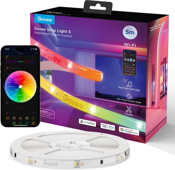 Govee Strip Light S 5 m - led strip - RGBICW - app-bediening - Alexa/Google - Matter compatibel