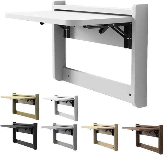 Opklapbare Wandtafel - Inklapbaar Bureau - Ruimtebesparend Werken - Zelfmontage Inclusief - 53 x 37 cm - Wit