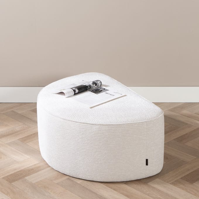 Bronx71® Hocker Mio halve maan ribstof off white