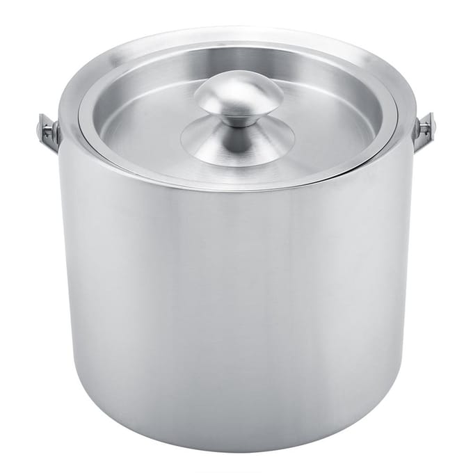 Seau à glace à double paroi en acier inoxydable avec couvercle pour fêtes de mariage (3L) gray