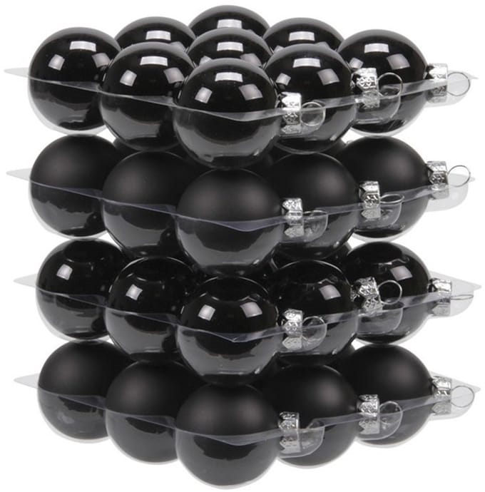 Othmar Decorations Kleine kerstballen - 36x st - zwart - D4 cm - glas - kerstversiering