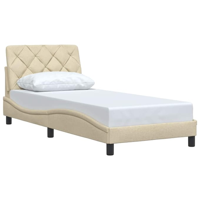 vidaXL - Bedframe - zonder - matras - 80x200 - cm - stof - crèmekleurig