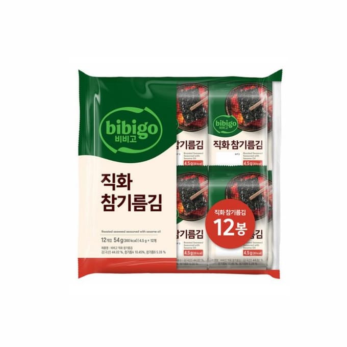 Bibigo Geroosterd Zeewier Gekruid met Sesamolie KIM 4.5G*12EA 1PCS blue
