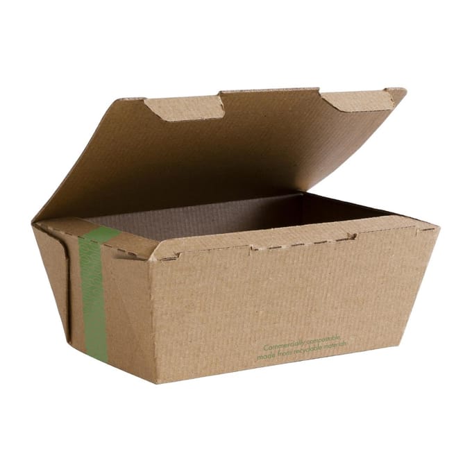 Vegware composteerbare ribkartonnen bakjes medium 60(H)x 150(B)x 110(D)mm (300 stuks)