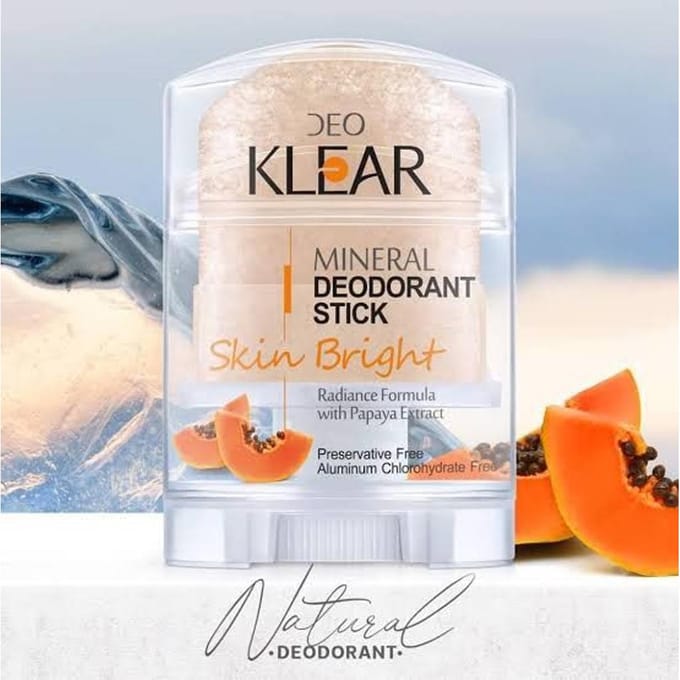 DEOKLEAR Minerale deodorantstick 70 g. (Huid helder) - Stralende formule met papaja-extract 70 g. gray