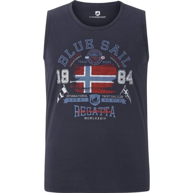 Jan Vanderstorm herren Tanktop - 60/62 - donkerblauw - Plus Size