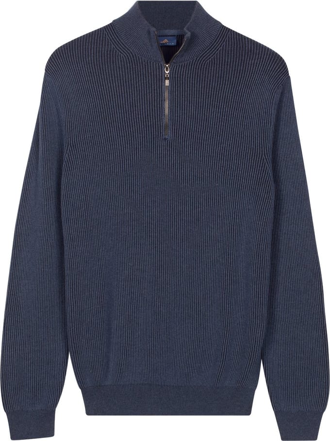 Baileys - Heren - Trui - Ribgebreid - Katoenen Pullover - Dark Denim - 528419-675