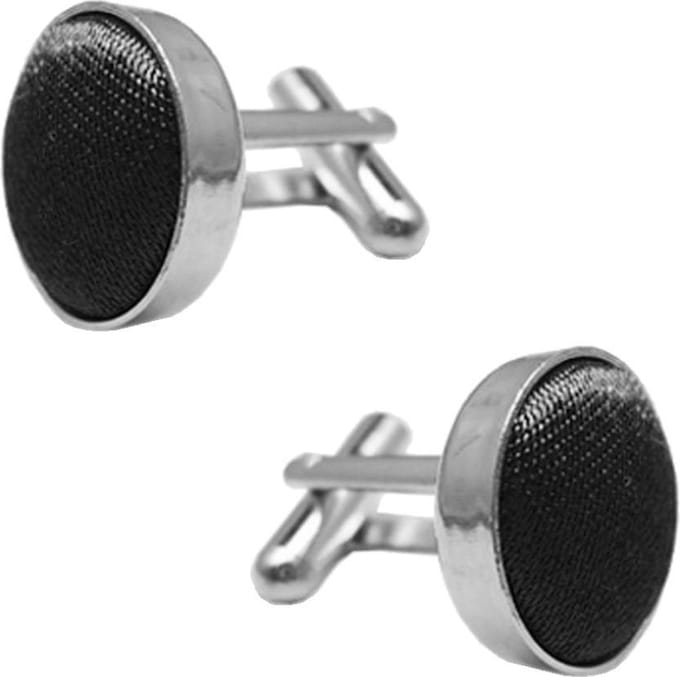 Fako Bijoux - Manchetknopen - Staal & Zijde - 16mm - Zwart