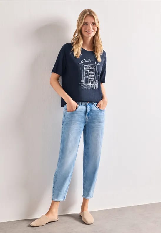 Shirt met ronde hals en opdruk op de voorkant