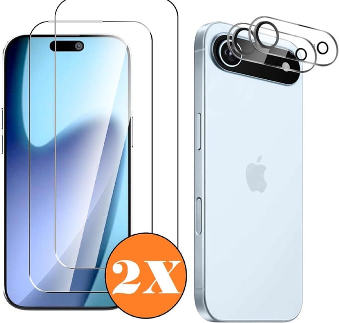 Screenprotector geschikt voor iPhone Air ScreenProtector en Camera lens protector/ Tempered glass - Beschermglas - Glasplaatje - 2+2 stuks