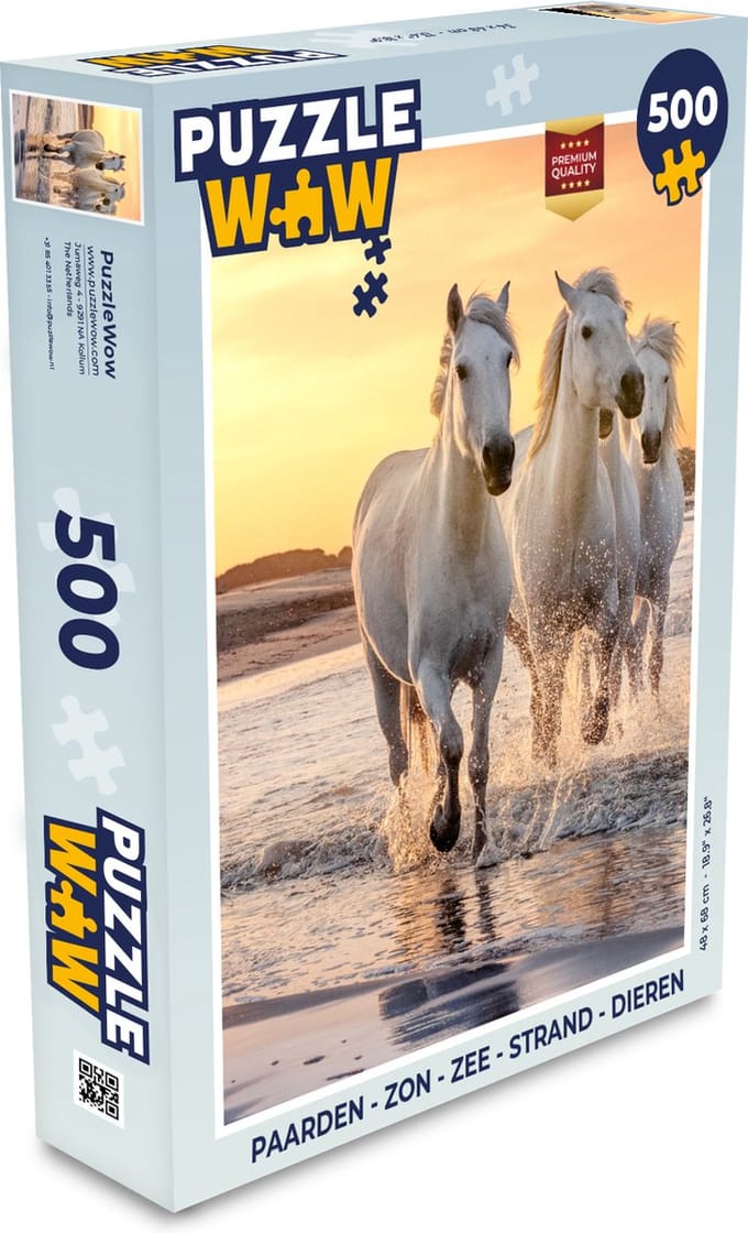 Puzzel Paarden - Zon - Zee - Strand - Dieren - Legpuzzel - Puzzel 500 stukjes