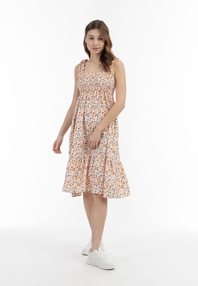 Mymo midi-jurk Dames Crème veelkleurig
