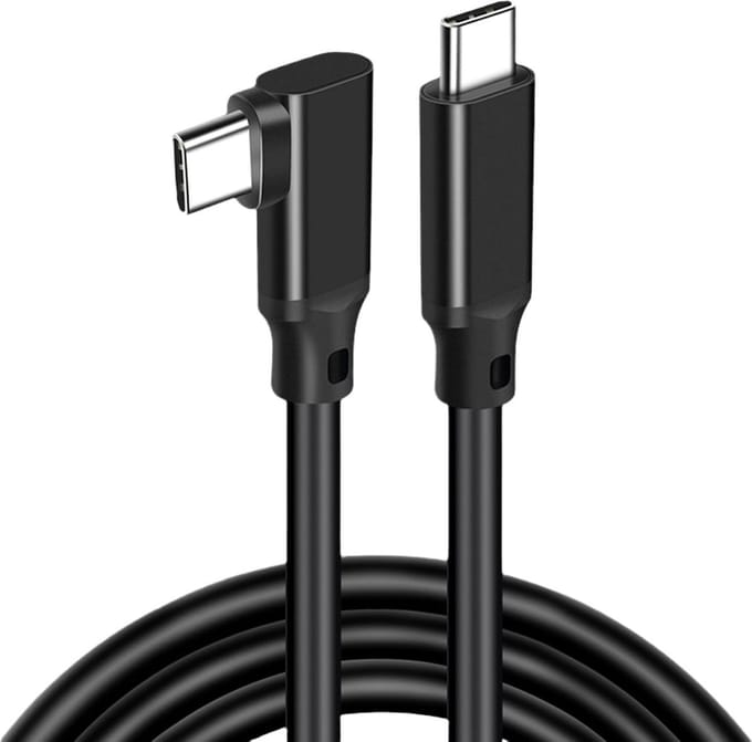NÖRDIC USB C naar USB C Haakse Kabel - Geschikt voor Smartphone, Tablet & PC - USB 2.0 - 480Mbps - 60W - 2m - Zwart