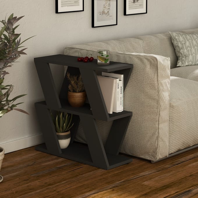Asir - Bijzettafel - Antraciet - 60 x 22 x 57 cm