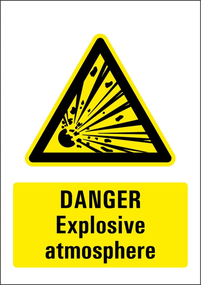Danger explosive atmosphere sticker 210 x 297 mm
