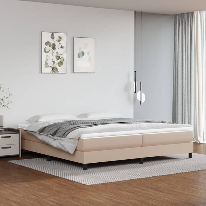 vidaXL - Boxspring - bed - kunstleer - cappuccinokleurig - 200x200 - cm