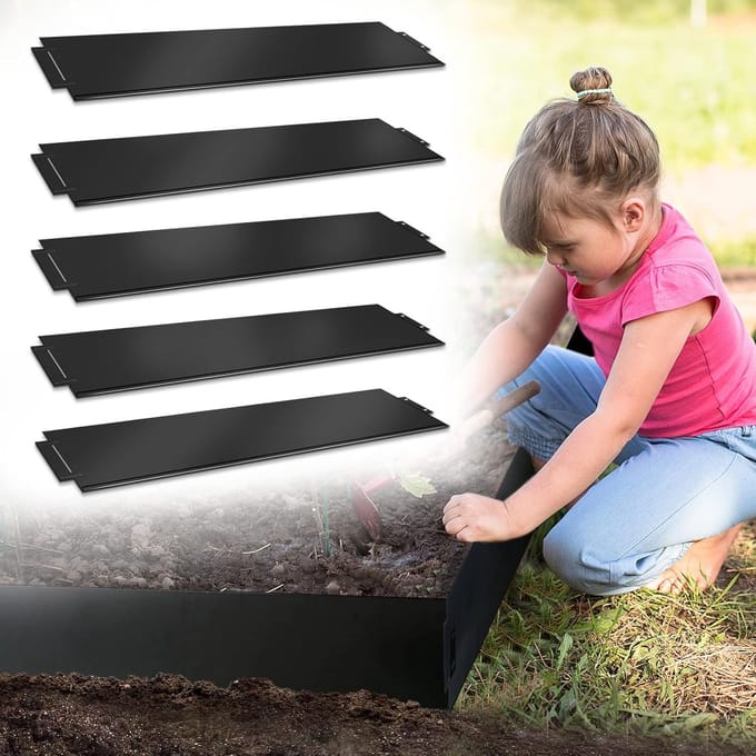 Gazonrand Metaal - Bloembed Omranding - Tuin Afscheiden - Flexibel Verzinkt - 5 Meter 15cm - Zwart