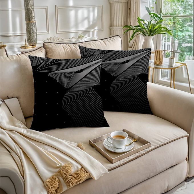 Boraboi® Luxe Decoratieve Kussenhoezen set van 2 , Zachte Suède Touch- 45x45cm -(Zwart,Wit)