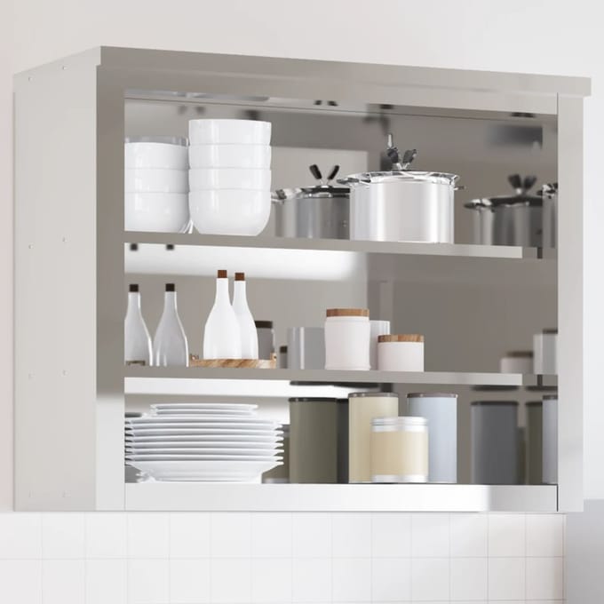 vidaXL - Keukenbovenkast - met - schappen - roestvrijstaal