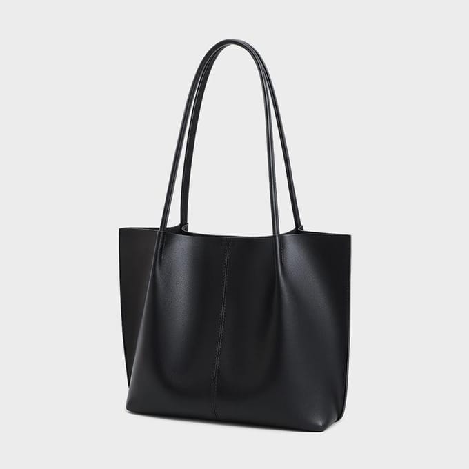 Stijlvolle Leren Dames Tas Schoudertas Alles-in-één Tote Bag zwart