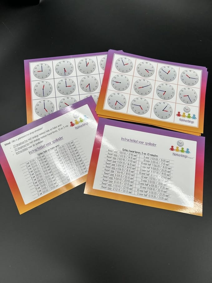 Klokkenbingo (2x 20 bingokaarten!)