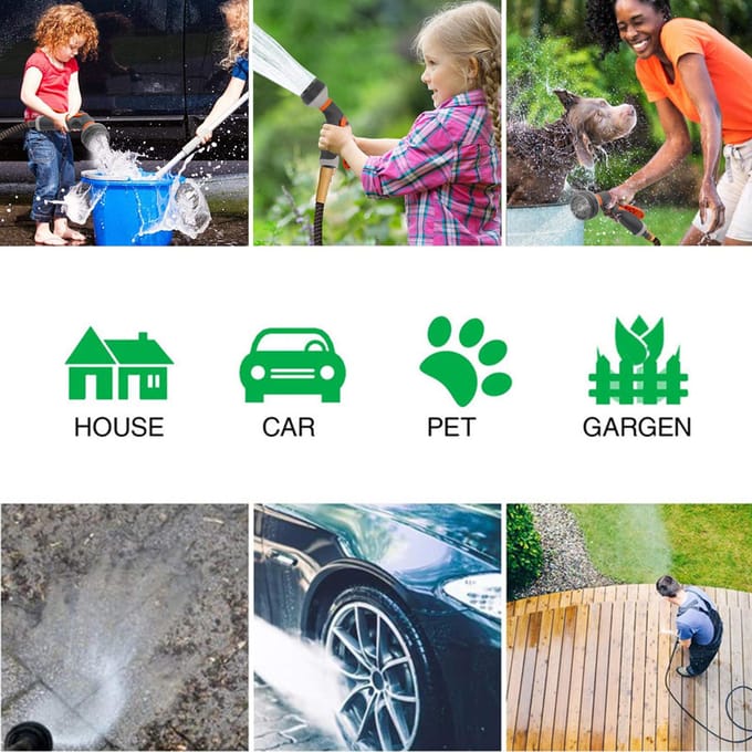 Tuinslangsproeier Spuitpistool met 8 verstelbare besproeiingspatronen Antislip Hoge druk black