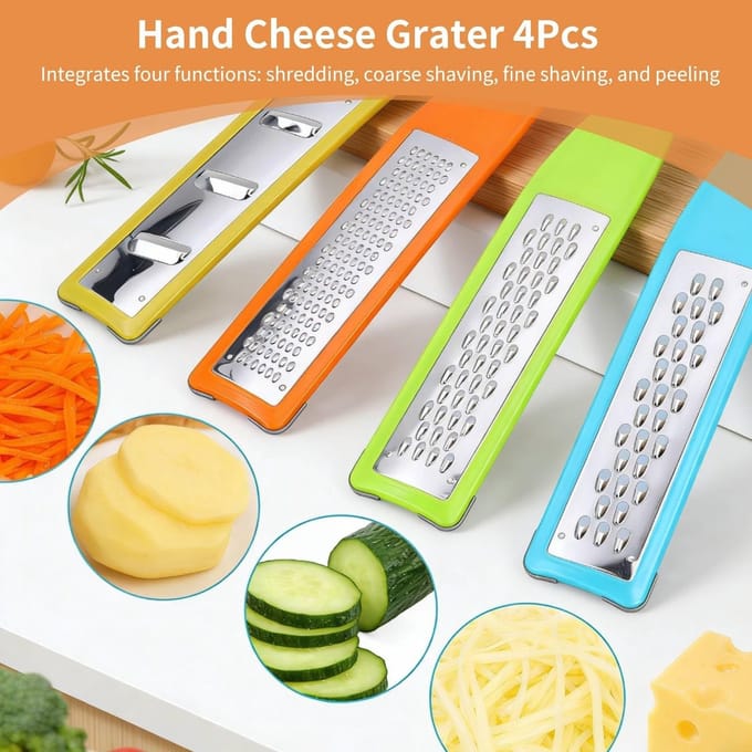 Dailygoods- Raspen Set van 4 - Citrusrasp - Kaasrasp - Groentenrasp - Multifunctioneel - Roestvrij Staal - Keukenrasp