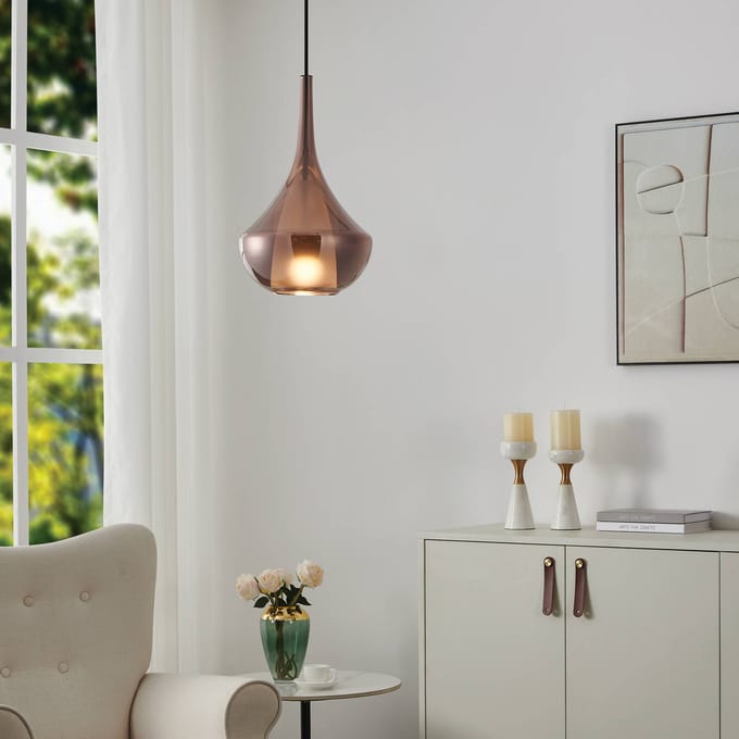 Stars of Light hanglamp Almoster, koper, Ø 25 cm, glas