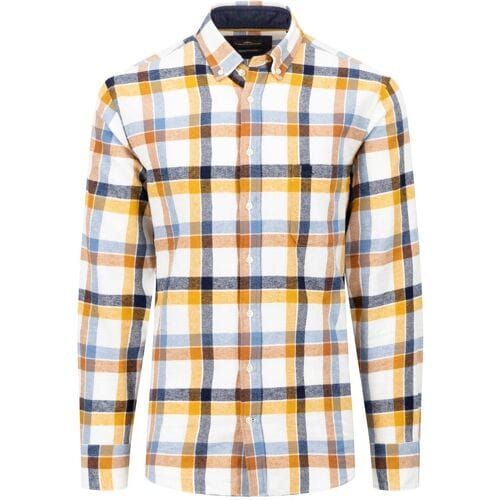 Fynch-Hatton Overhemd Multi Flanel Check Button Down New Dijon / male
