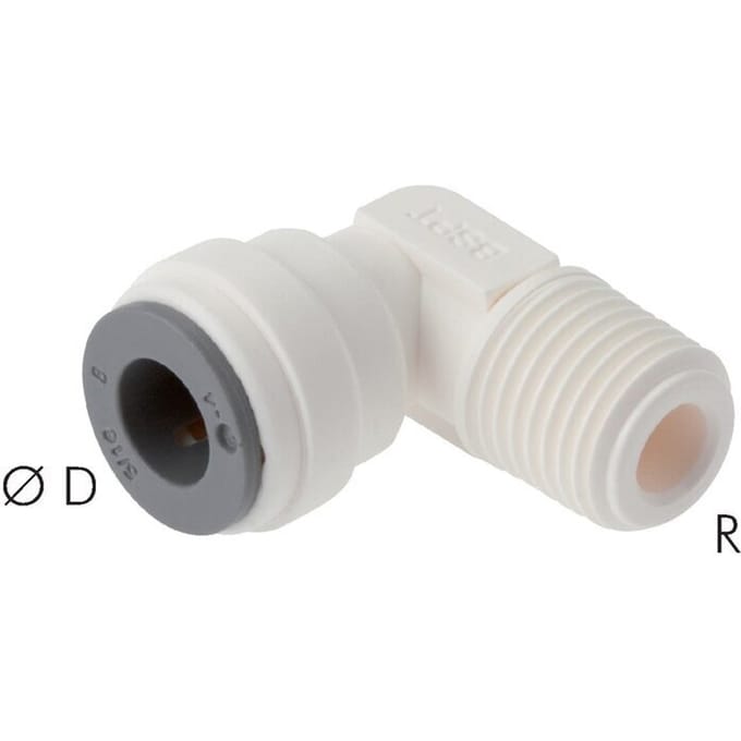 6mm x R3/8'' 90 graden L-verbinding POM Insteekfitting buitendraad EPDM [5 Stuks]