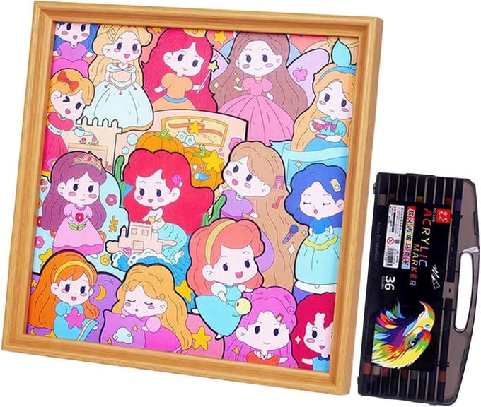 Houten Puzzel - Educatief Speelgoed - Creatief Spelen - Met Markers - 30 x 30 cm - Uniek